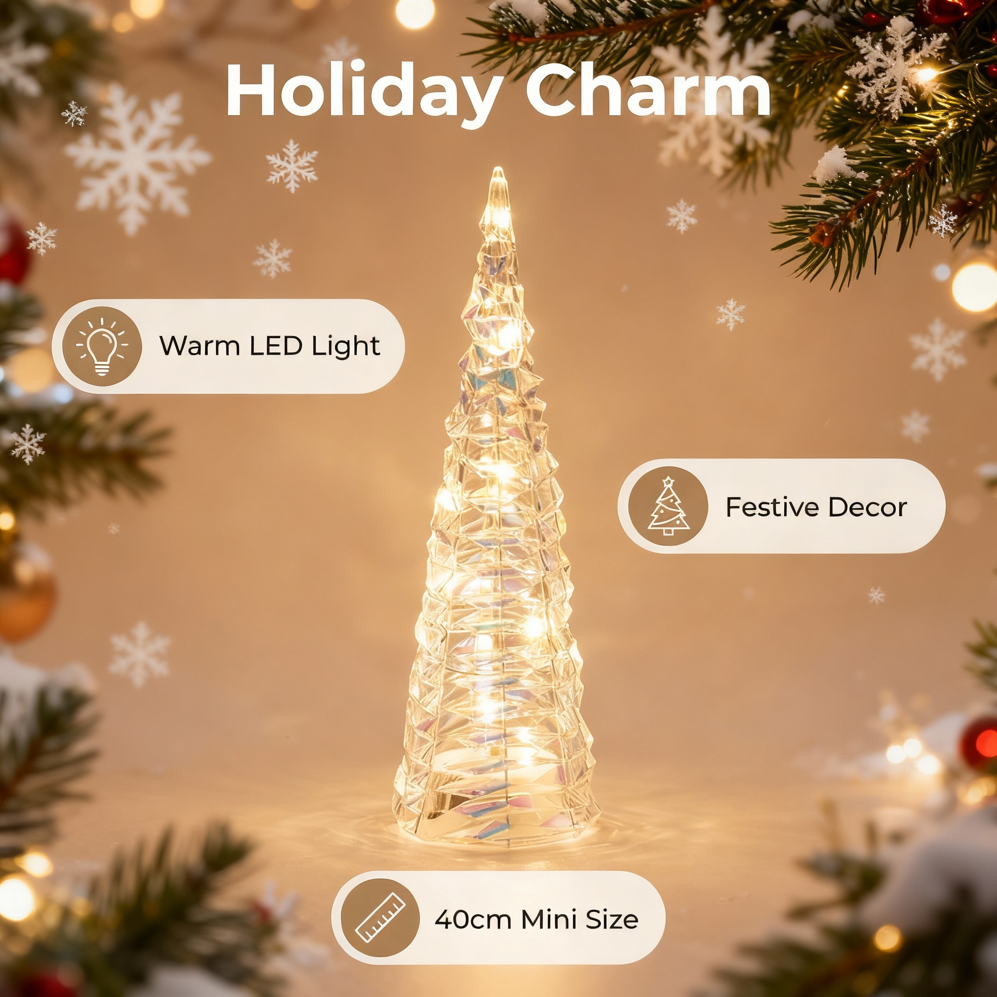 LED Crystal Cone Christmas Tree with Timer
