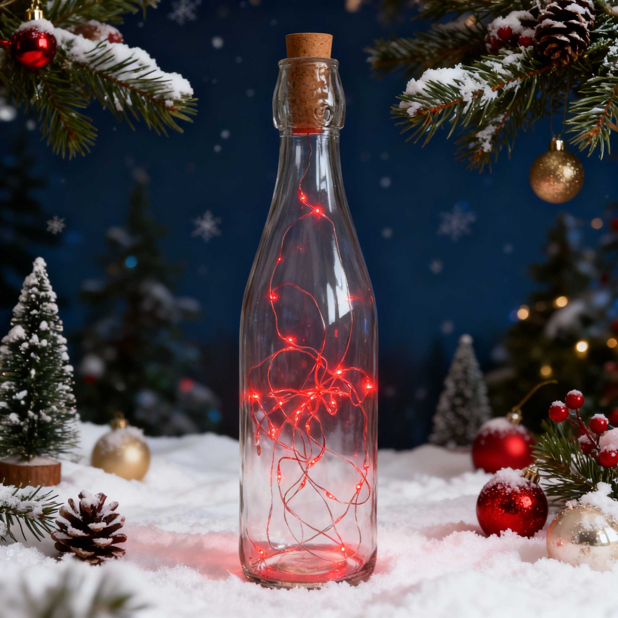 Christmas LED Bottle String Lights – 20 LEDs, 2 m (Battery Included)