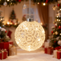 Christmas LED Glass Ball – Swirl Pattern (10 LEDs, 12 cm, Battery Not Included)
