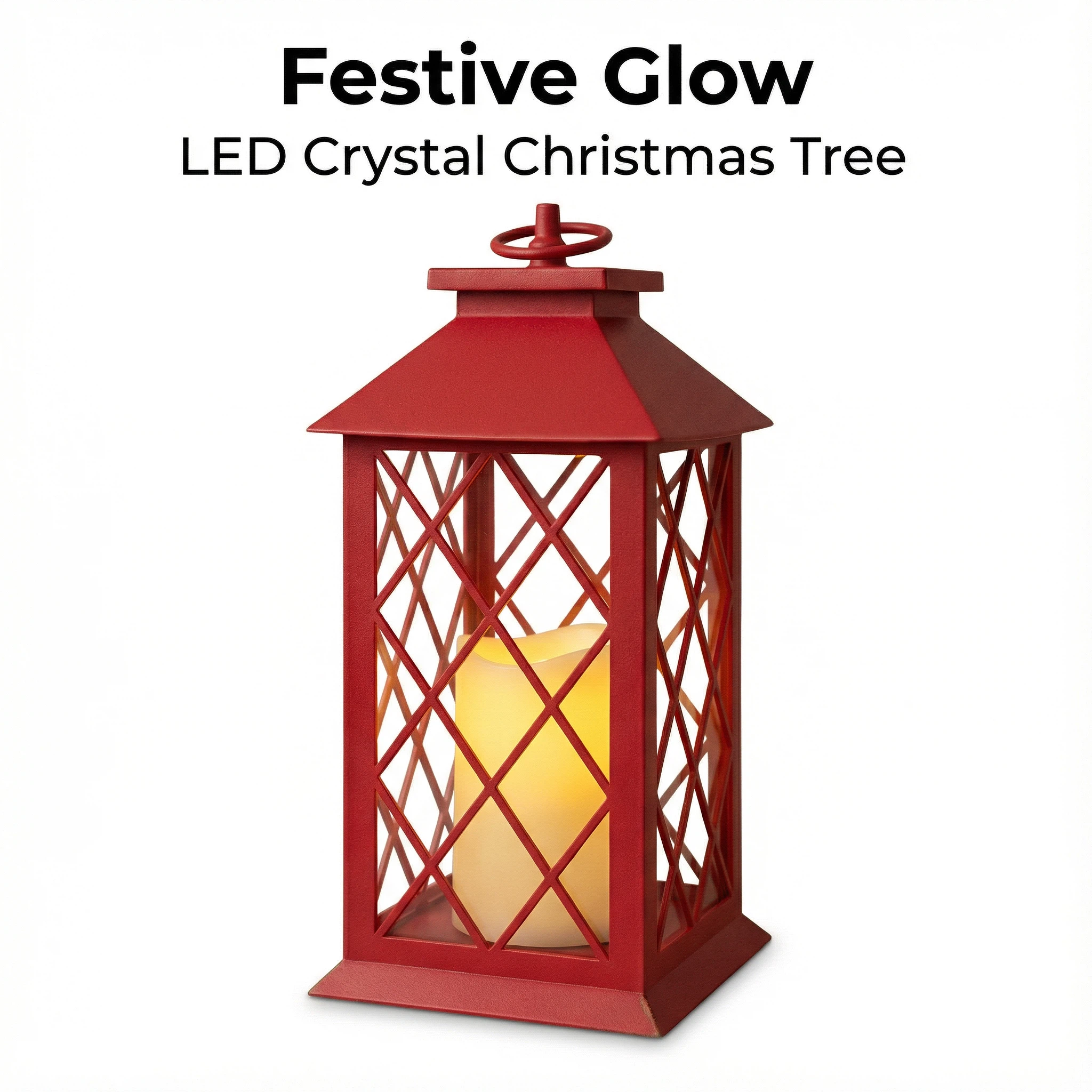 Red LED Candle Lantern – Christmas Decorative Table Lamp (14×14×30 cm)