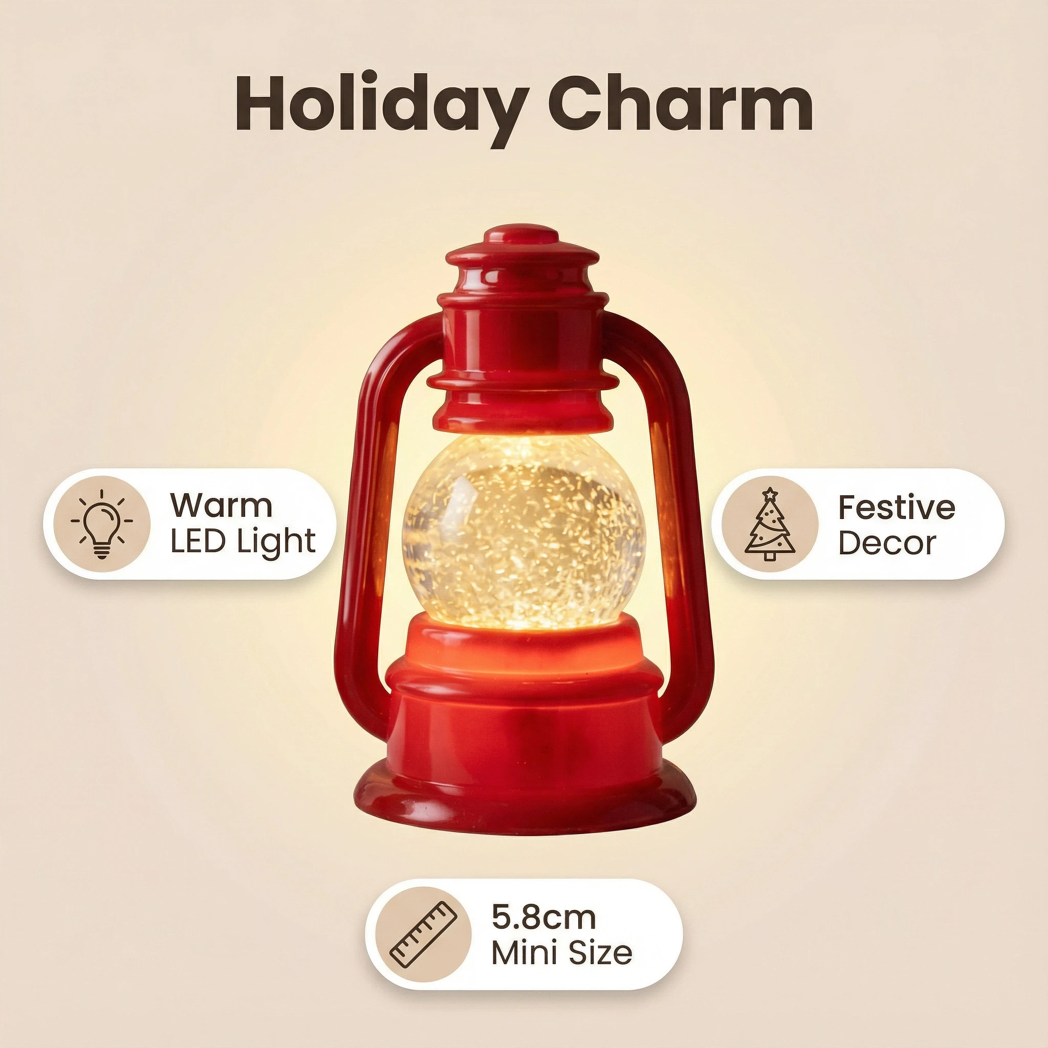 Christmas LED Mini Lantern – Acrylic (Assorted Colors, Battery Included)