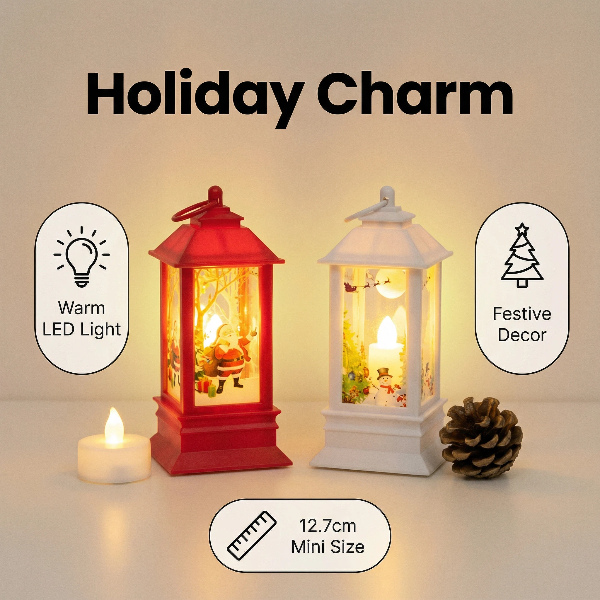Christmas LED Mini Lantern – Tall Style (Assorted Colors, Battery Included)