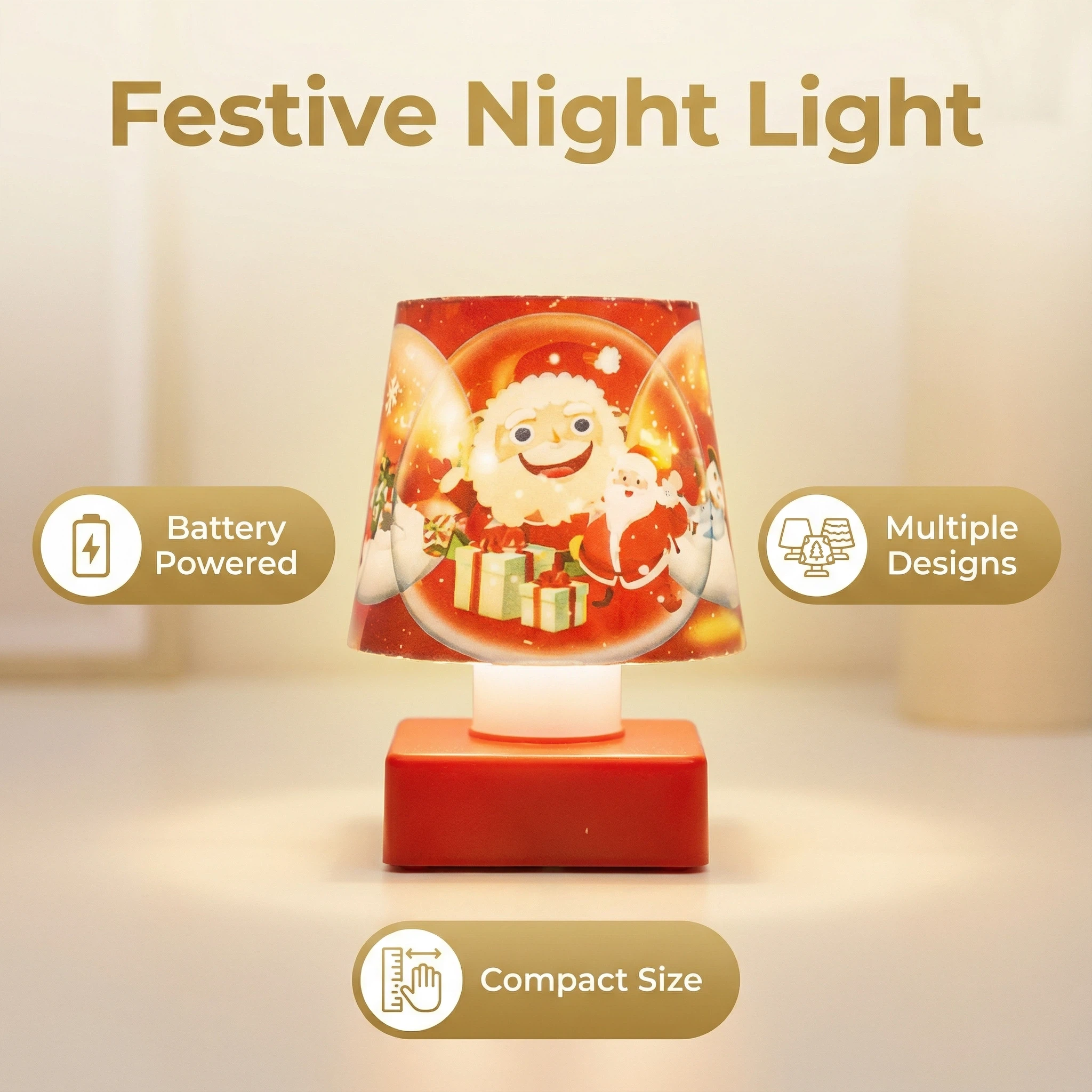 Christmas Mini Table Lamp – Santa Design (7×7.5×11 cm)