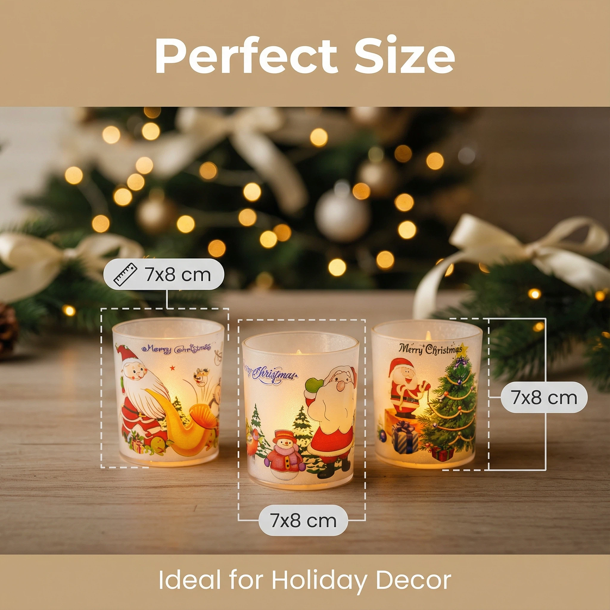 Christmas LED Candle Cup – Assorted Designs (7×8 cm, Battery Included)