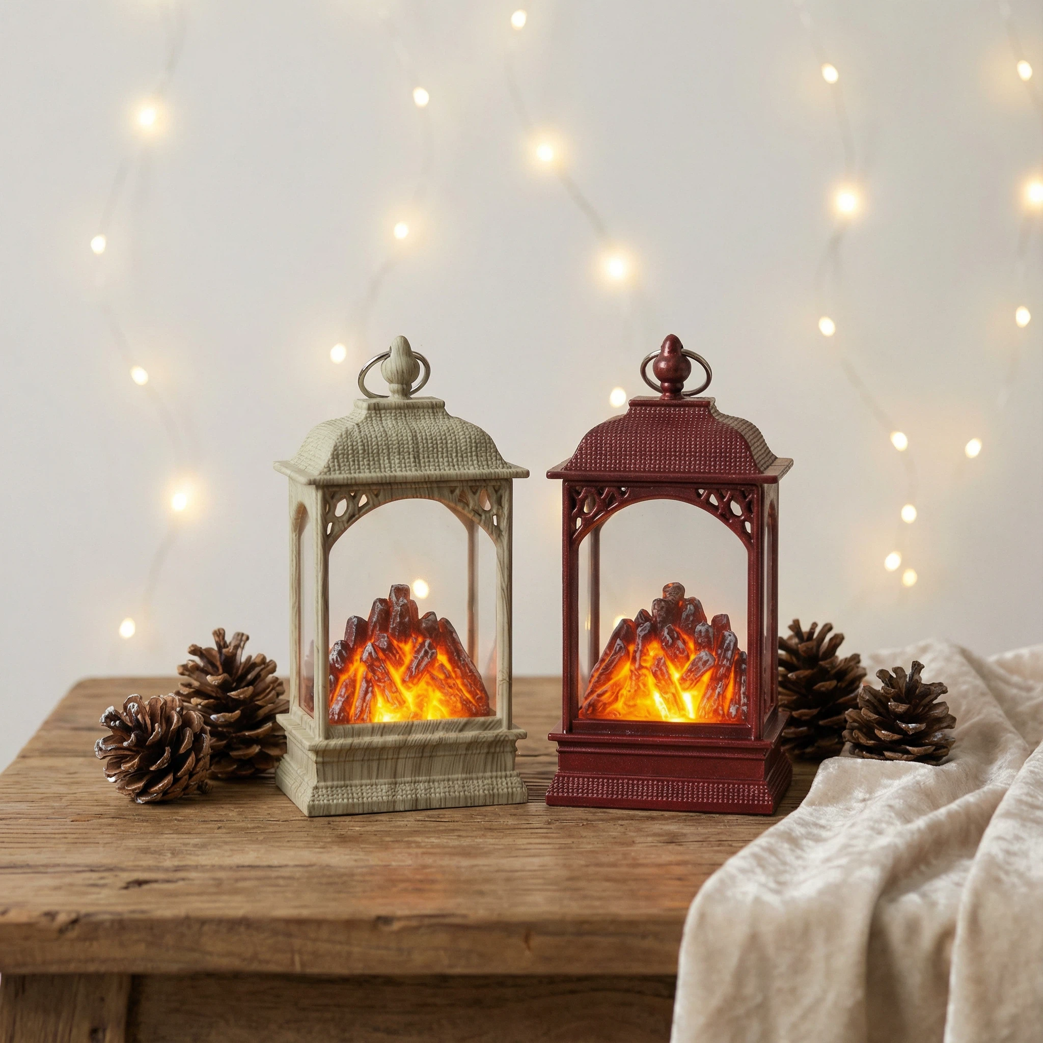 Christmas LED Lantern with Flame Effect – 2 LEDs (Battery Included)