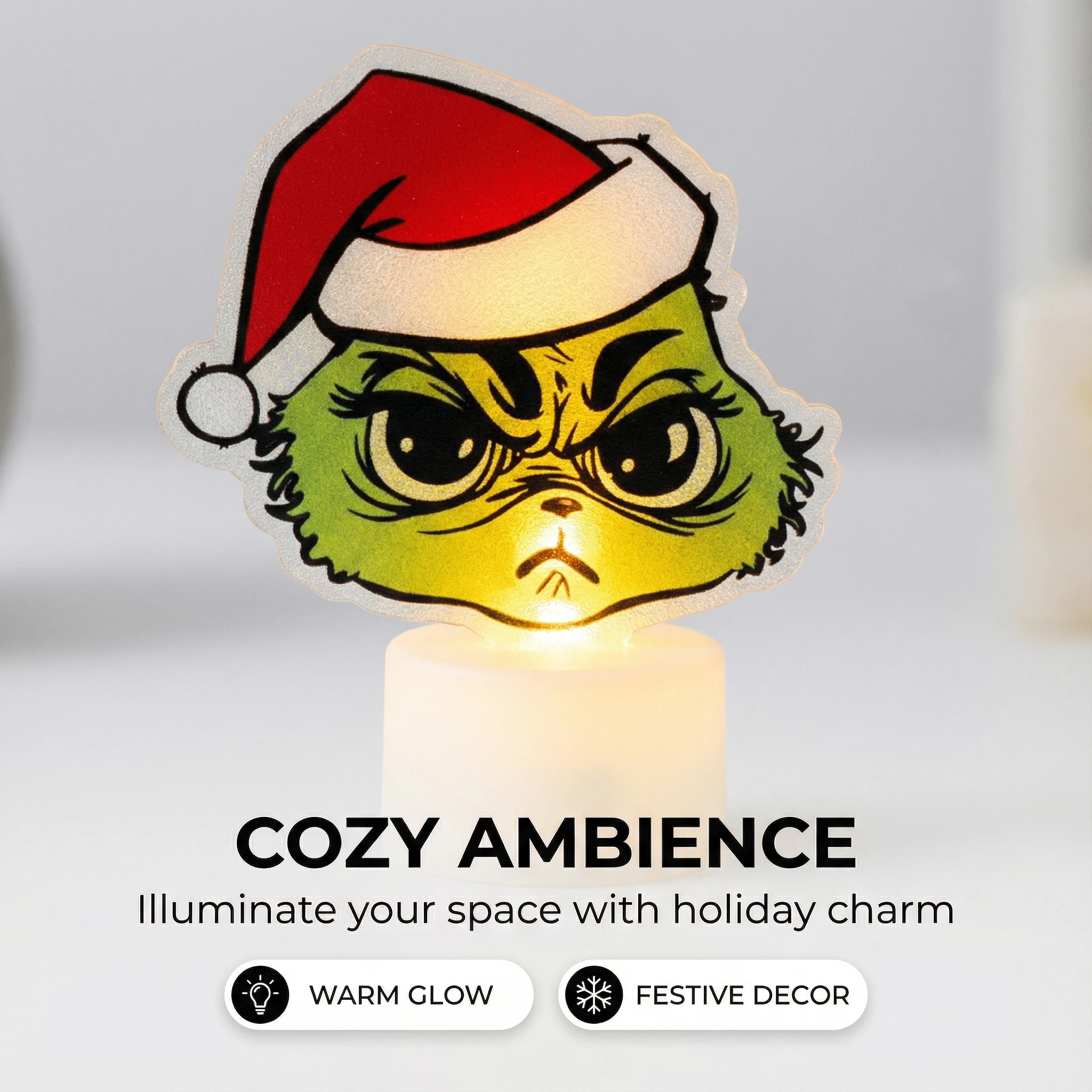 Christmas LED Table Sign – Grinch Design (Battery Included)