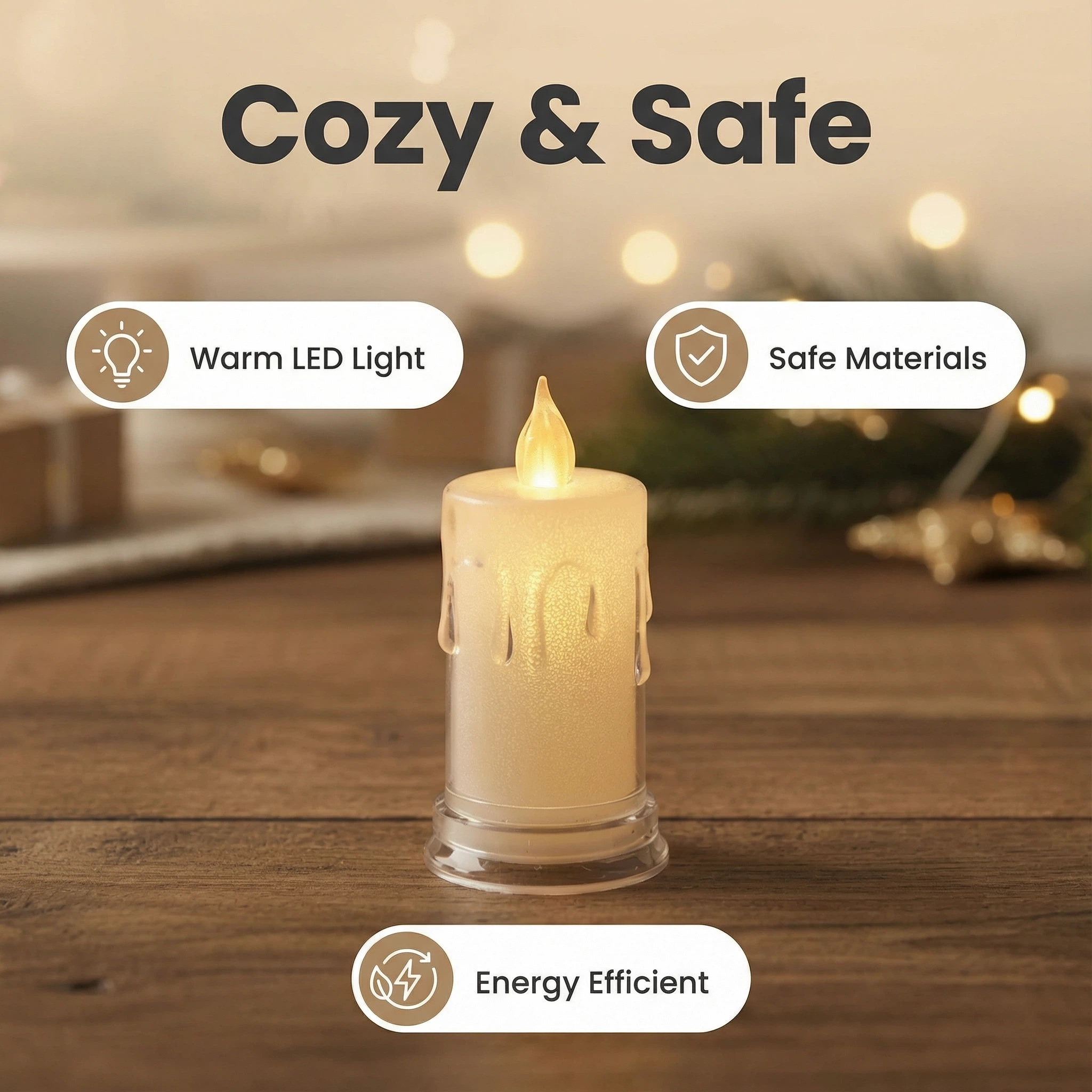 ABM Christmas LED Wax Candle – Classic Style (Battery Included)