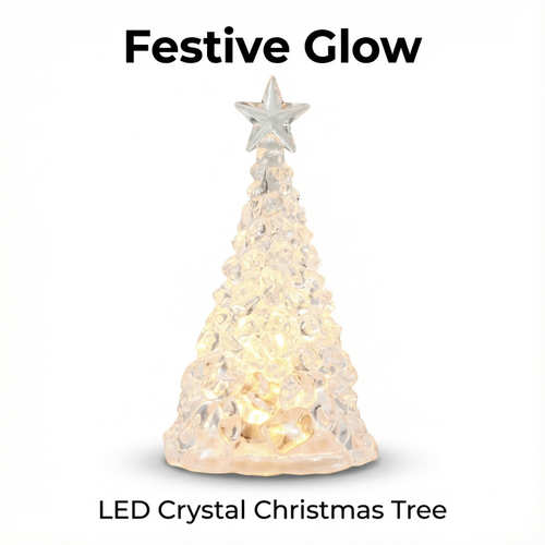 Christmas LED Crystal Tree Lamp – Clear (12 cm, Battery Included)