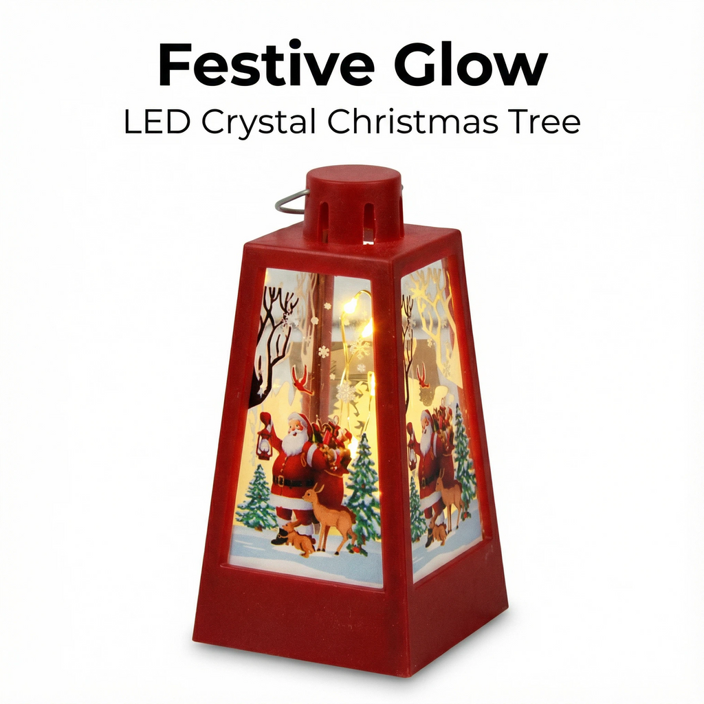 Christmas LED Lantern – Santa Scene (7 LEDs, Battery Included)
