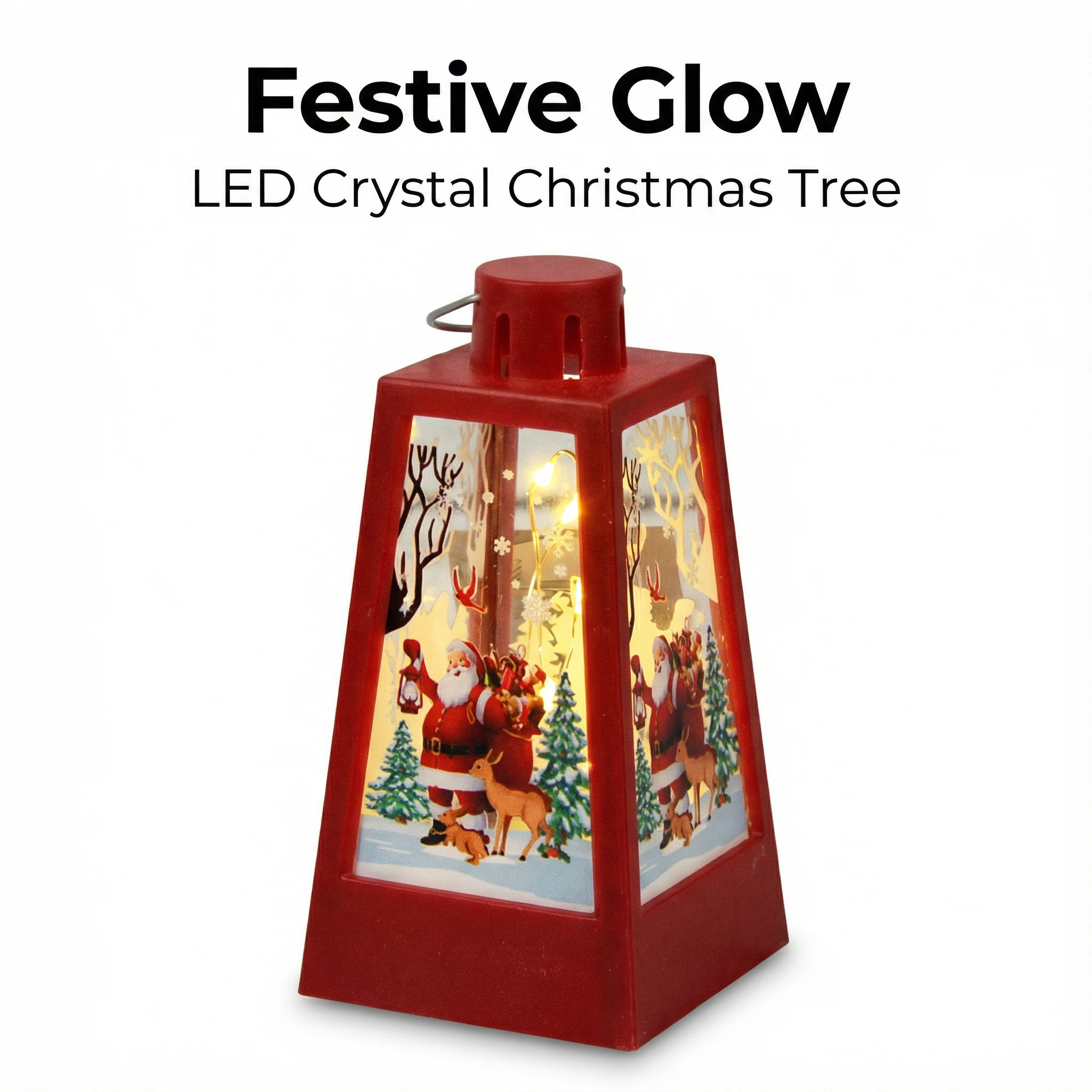 Christmas LED Lantern – Santa Scene (7 LEDs, Battery Included)