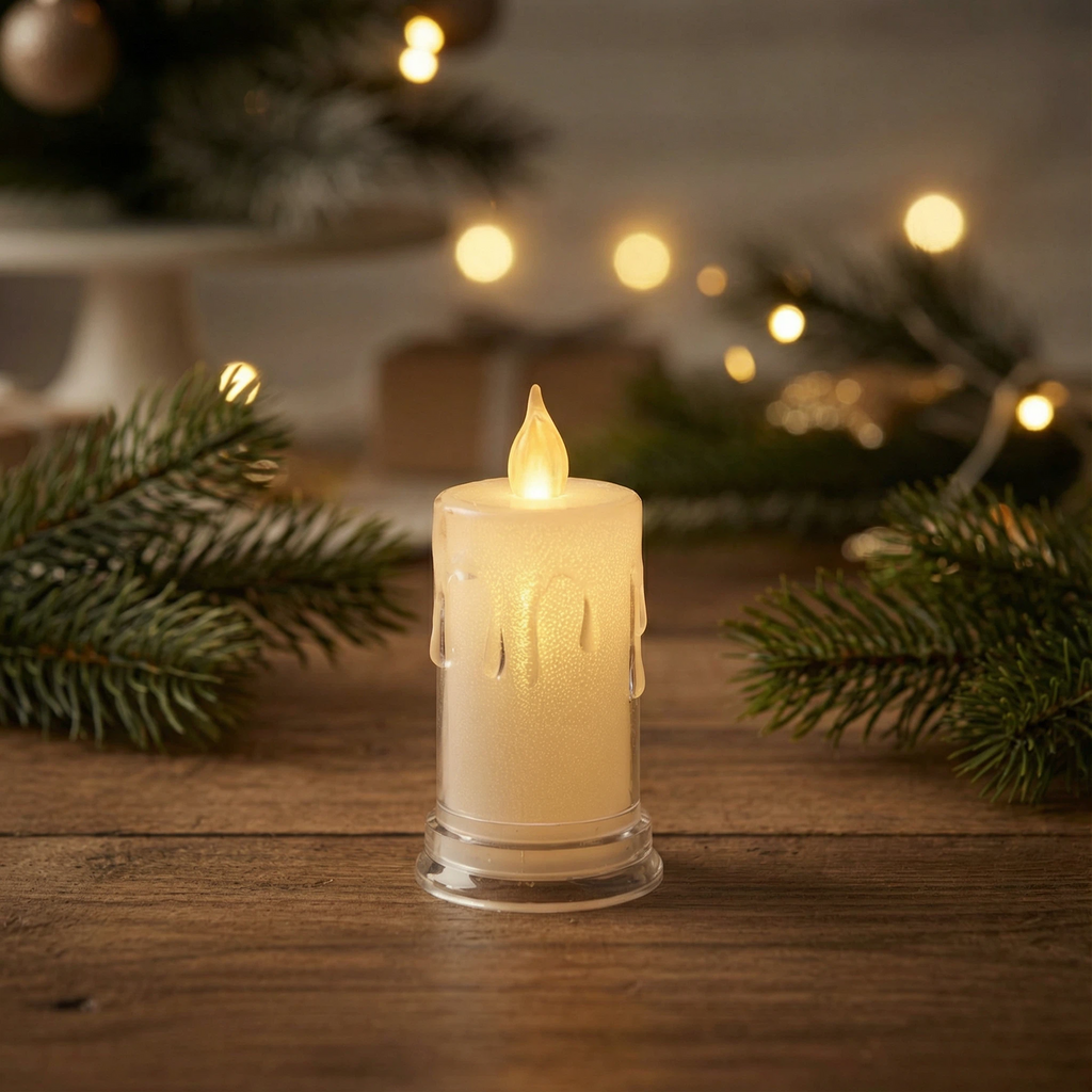 ABM Christmas LED Wax Candle – Classic Style (Battery Included)