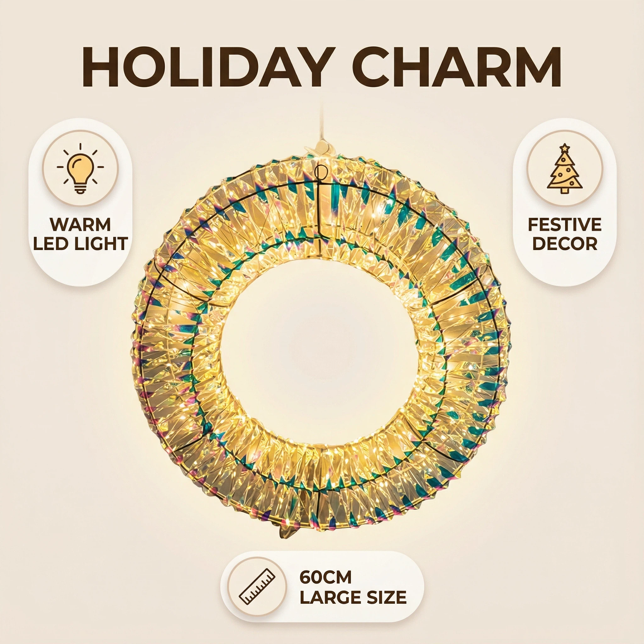 Crystal LED Christmas Wreath