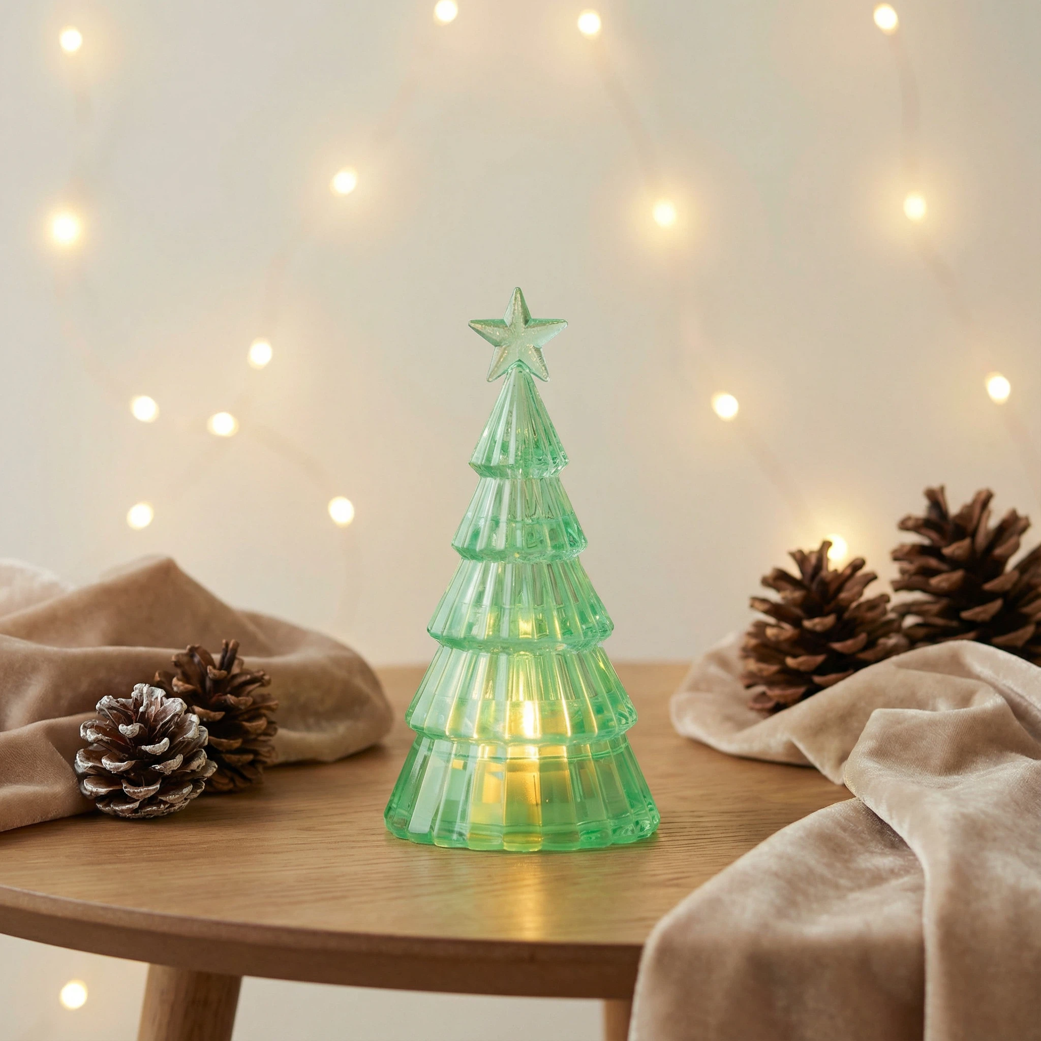 Christmas LED Crystal Tree Lamp – Green (12 cm, Battery Included)