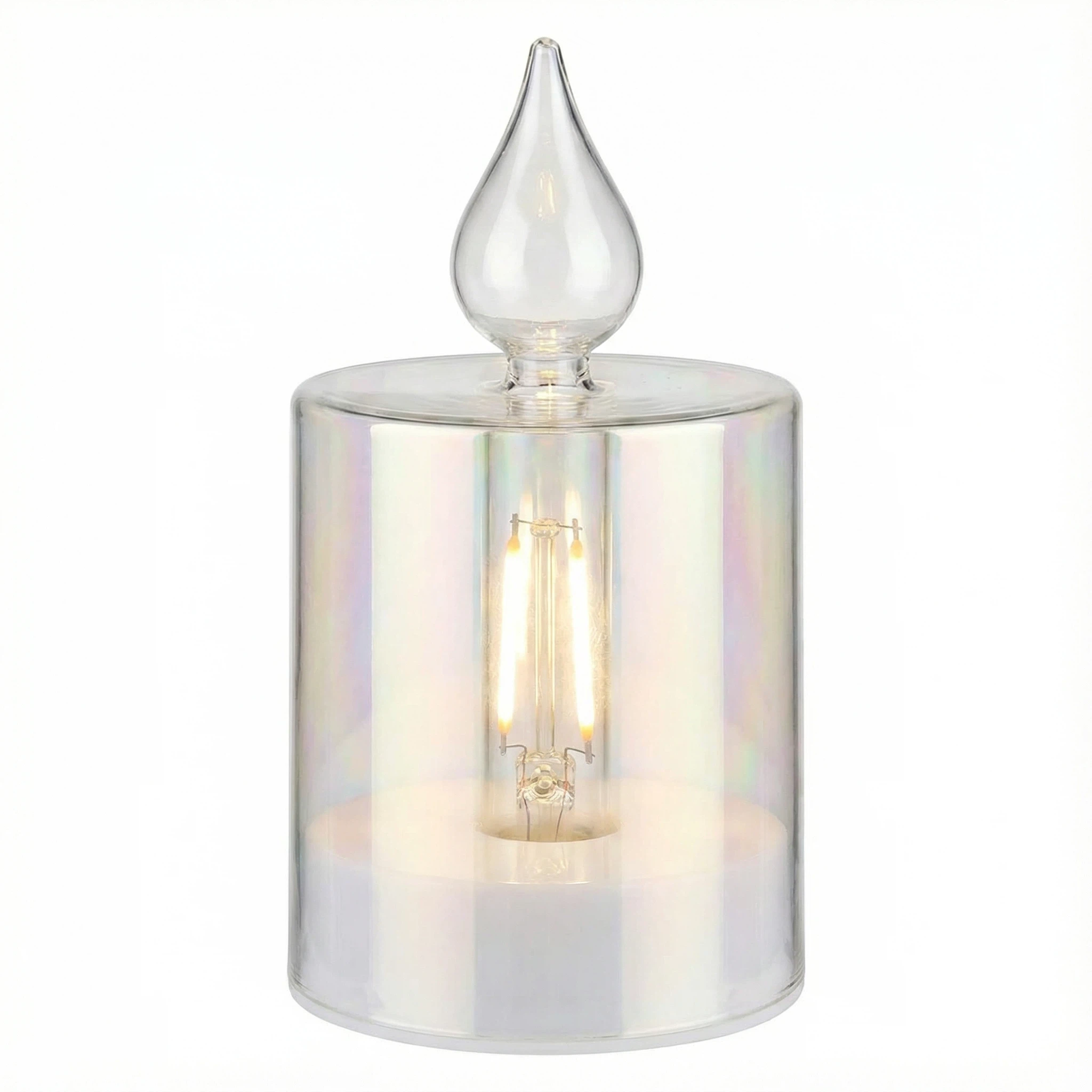 Christmas LED Candle – White/Gold Prism Effect (8×14.5 cm, 5 LEDs)