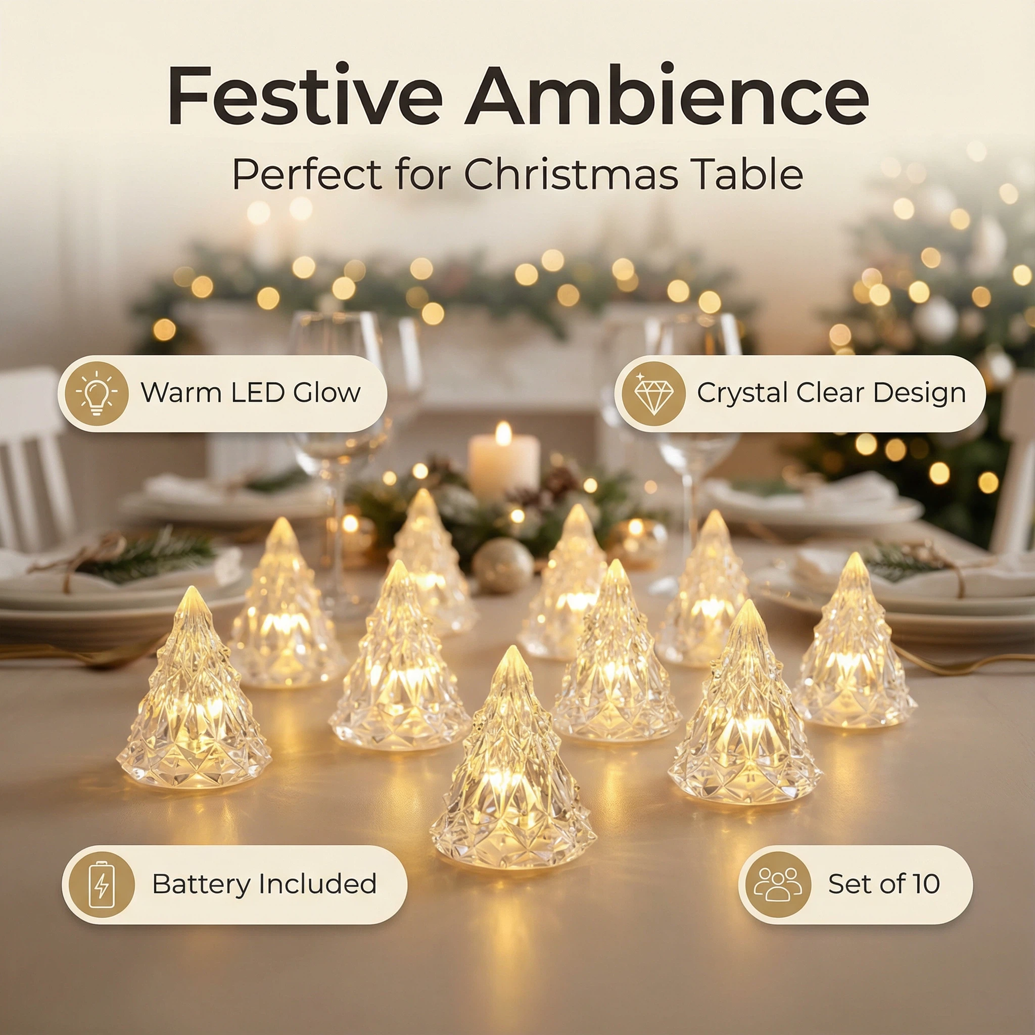 Christmas Mini LED Tree Light – Crystal Style (6.5×8.5 cm, Battery Included)