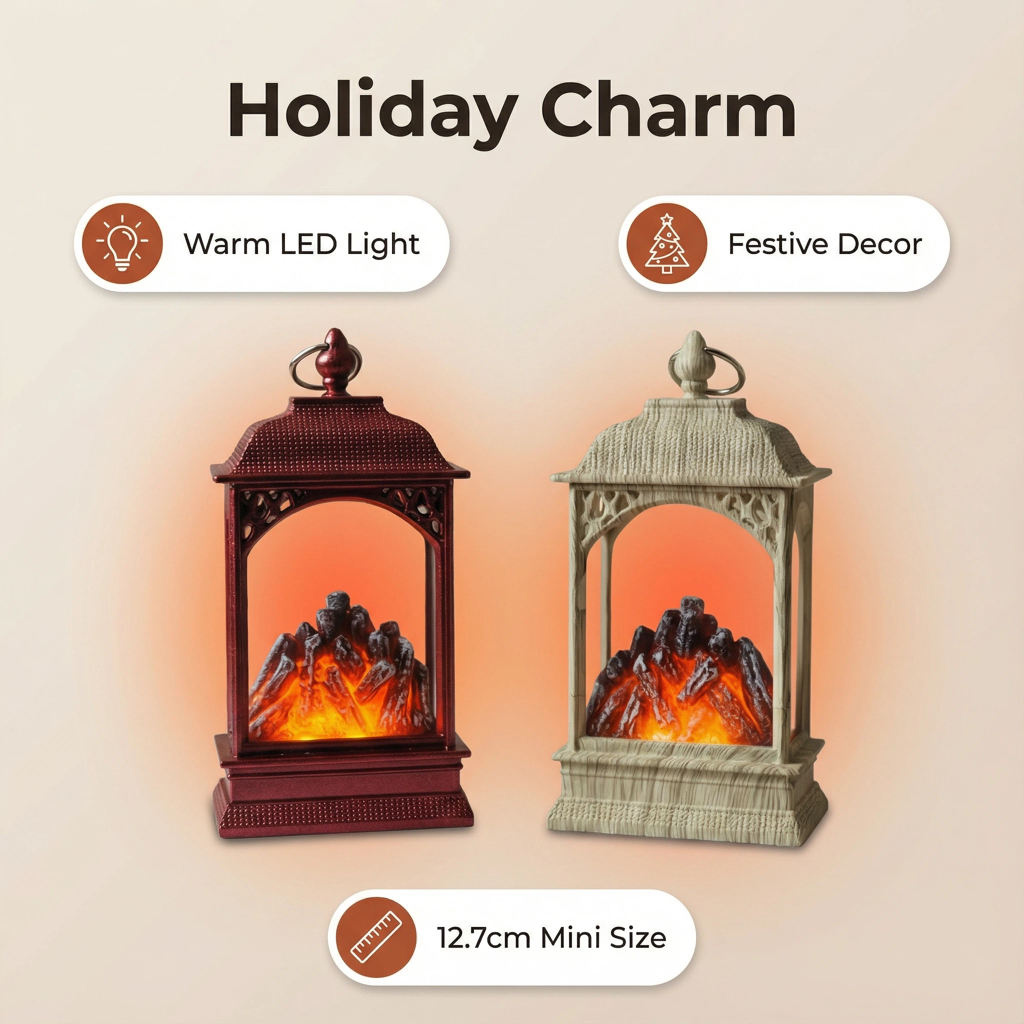 Christmas LED Lantern with Flame Effect – 2 LEDs (Battery Included)