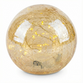 Christmas LED Crackle Glass Ball – Gold (15 LEDs, 12×10.5 cm, Battery Not Included)