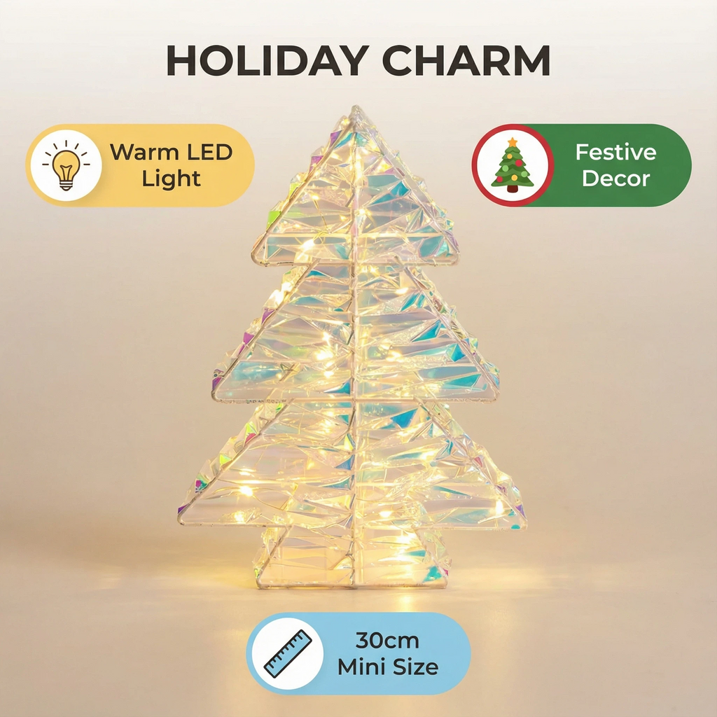 LED Crystal Christmas Tree Table Decoration with Timer