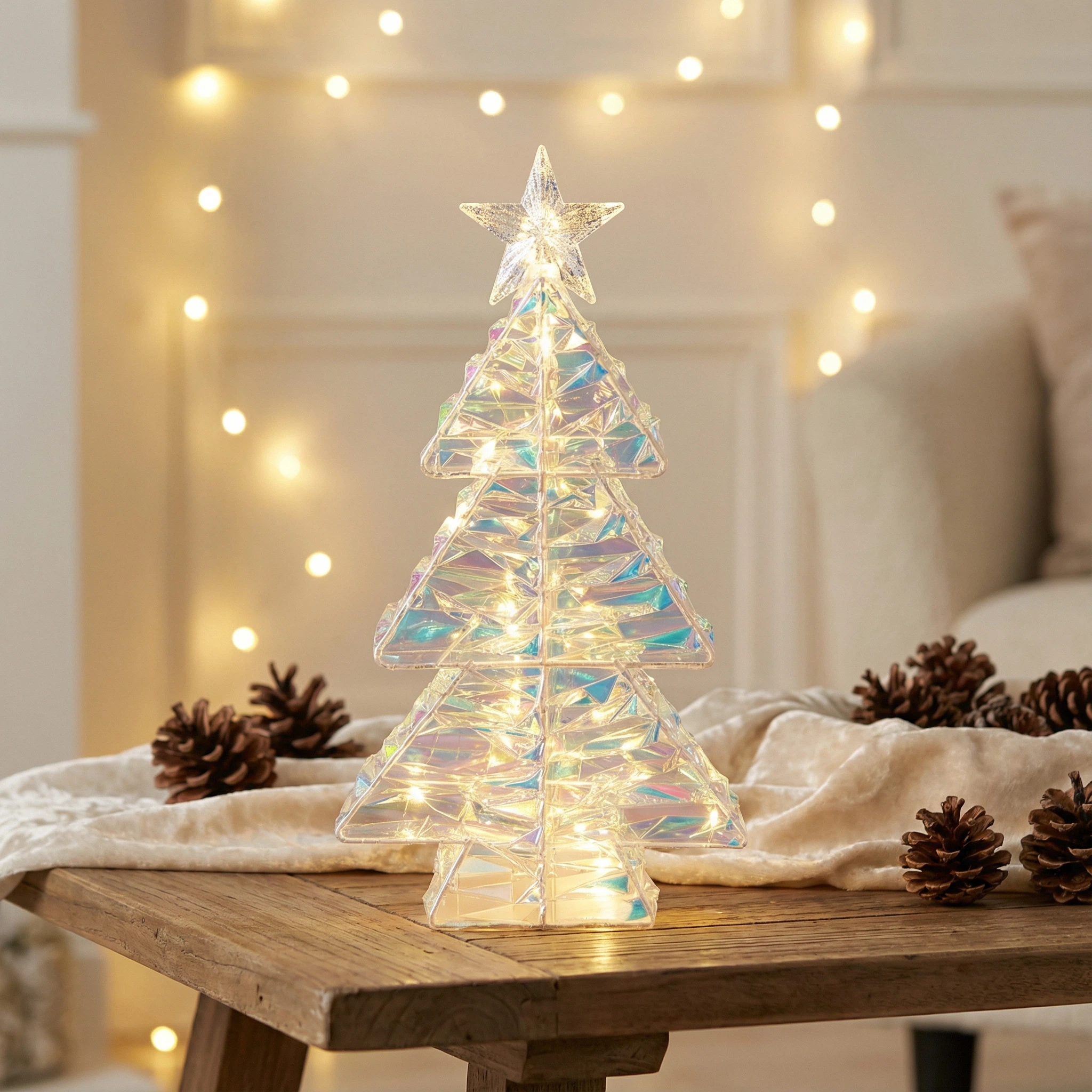 LED Crystal Christmas Tree Table Decoration with Timer