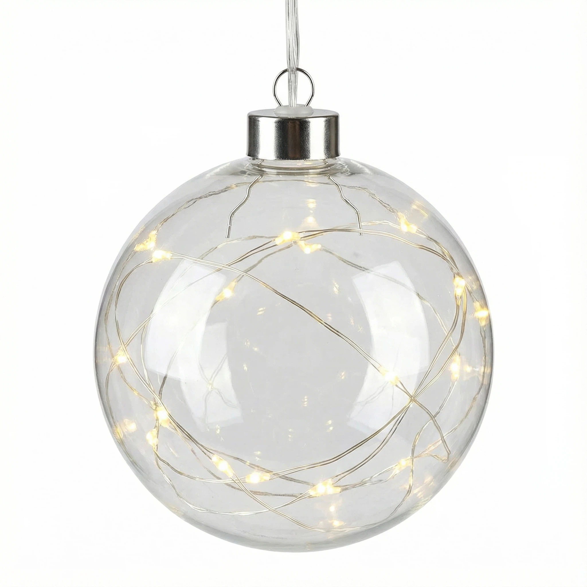 Christmas LED Glass Ball – 10 LEDs (12 cm, Battery Not Included)
