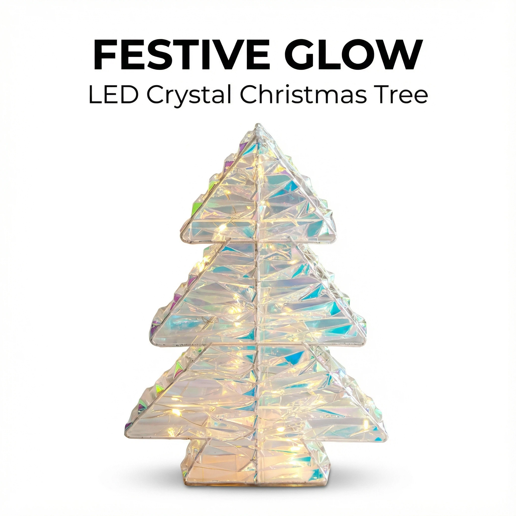 LED Crystal Christmas Tree Table Decoration with Timer