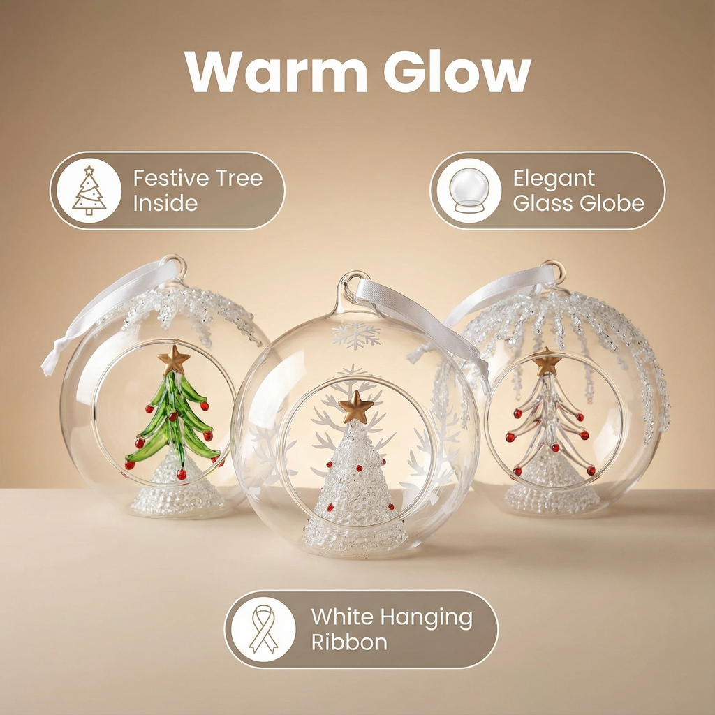 Christmas Glass Decorative Jar – Assorted Tree Designs (12 cm)