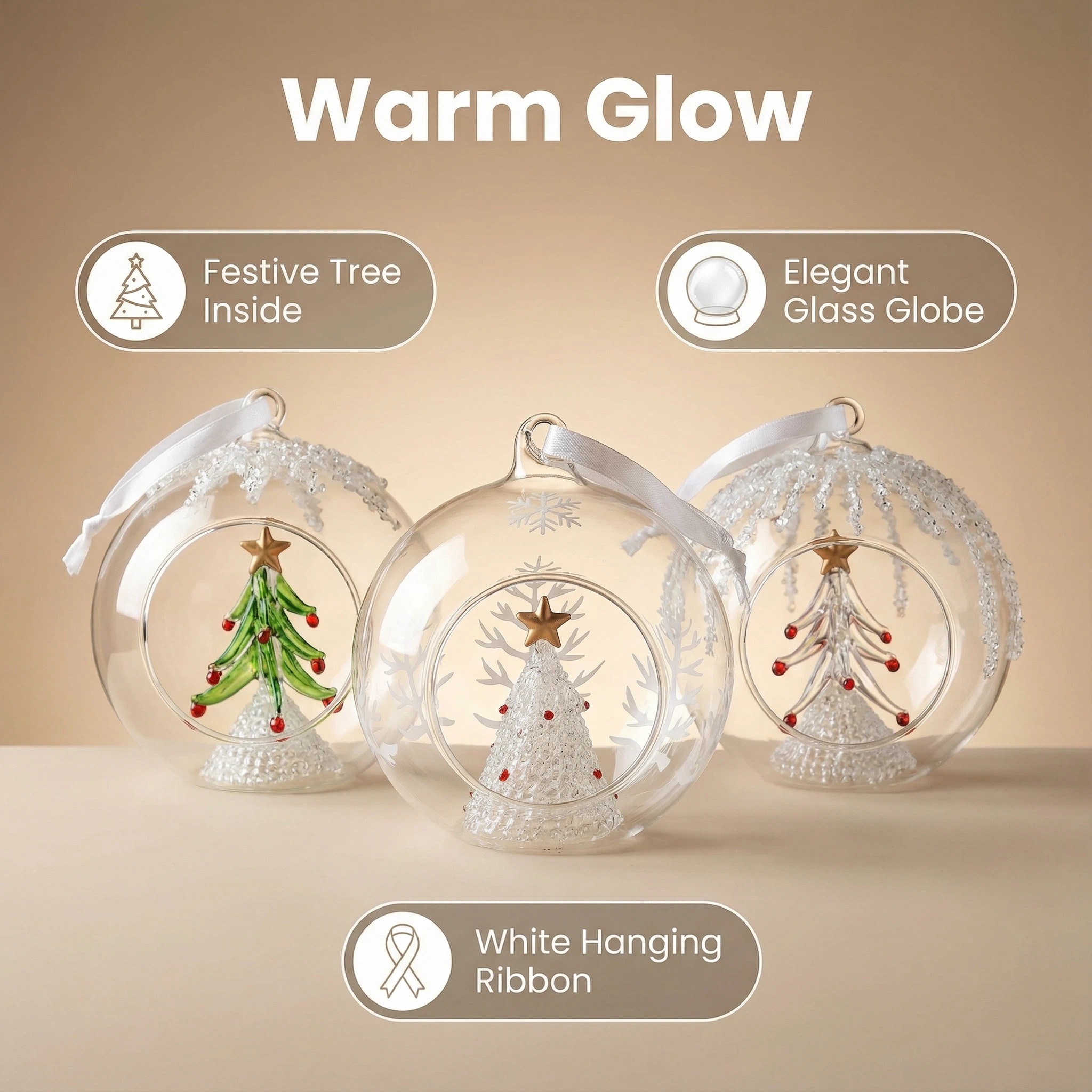 Christmas Glass Decorative Jar – Assorted Tree Designs (12 cm)