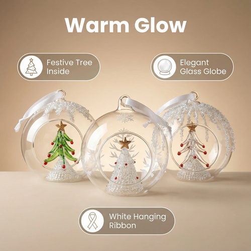 Christmas Glass Decorative Jar – Assorted Tree Designs (12 cm)