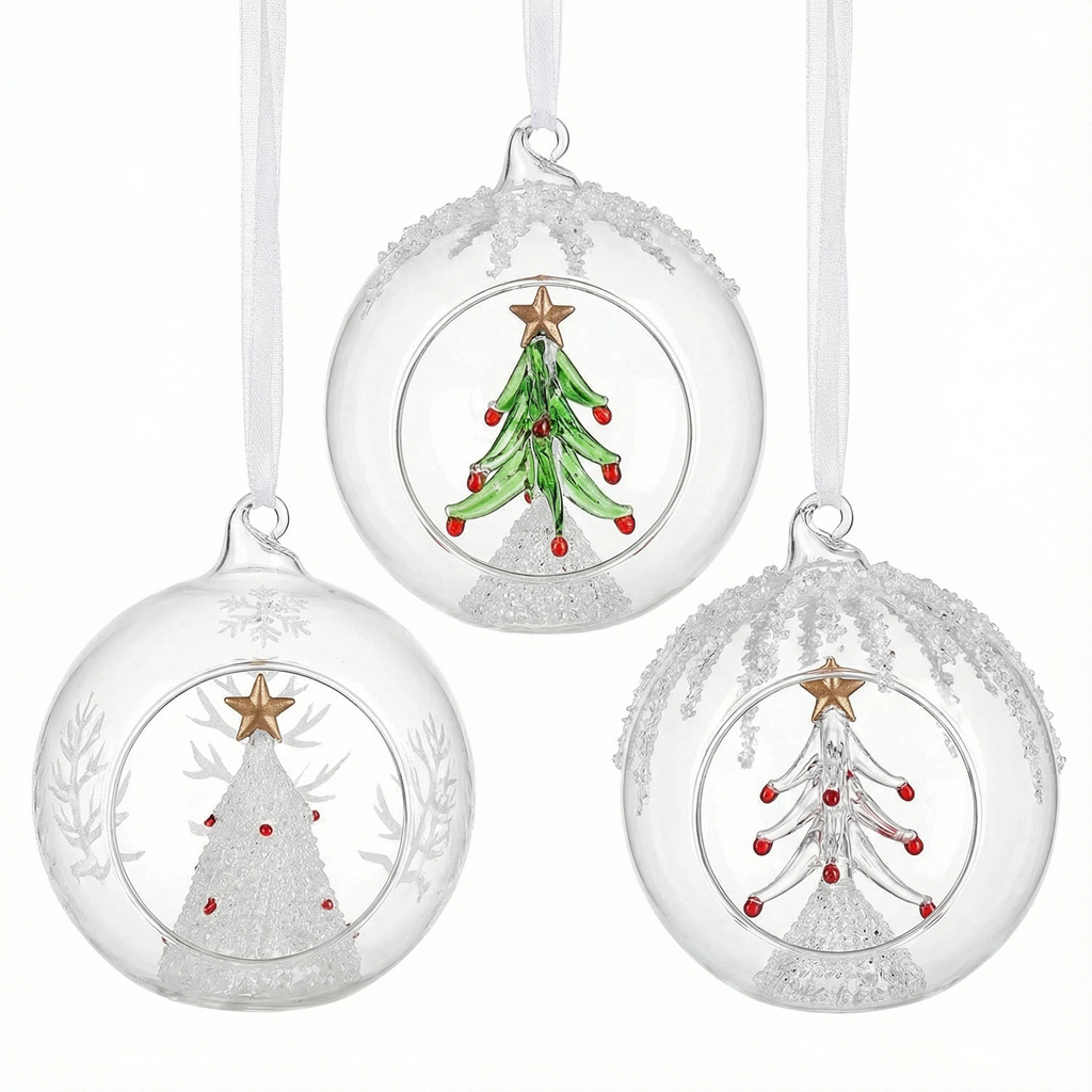 Christmas Glass Decorative Jar – Assorted Tree Designs (12 cm)