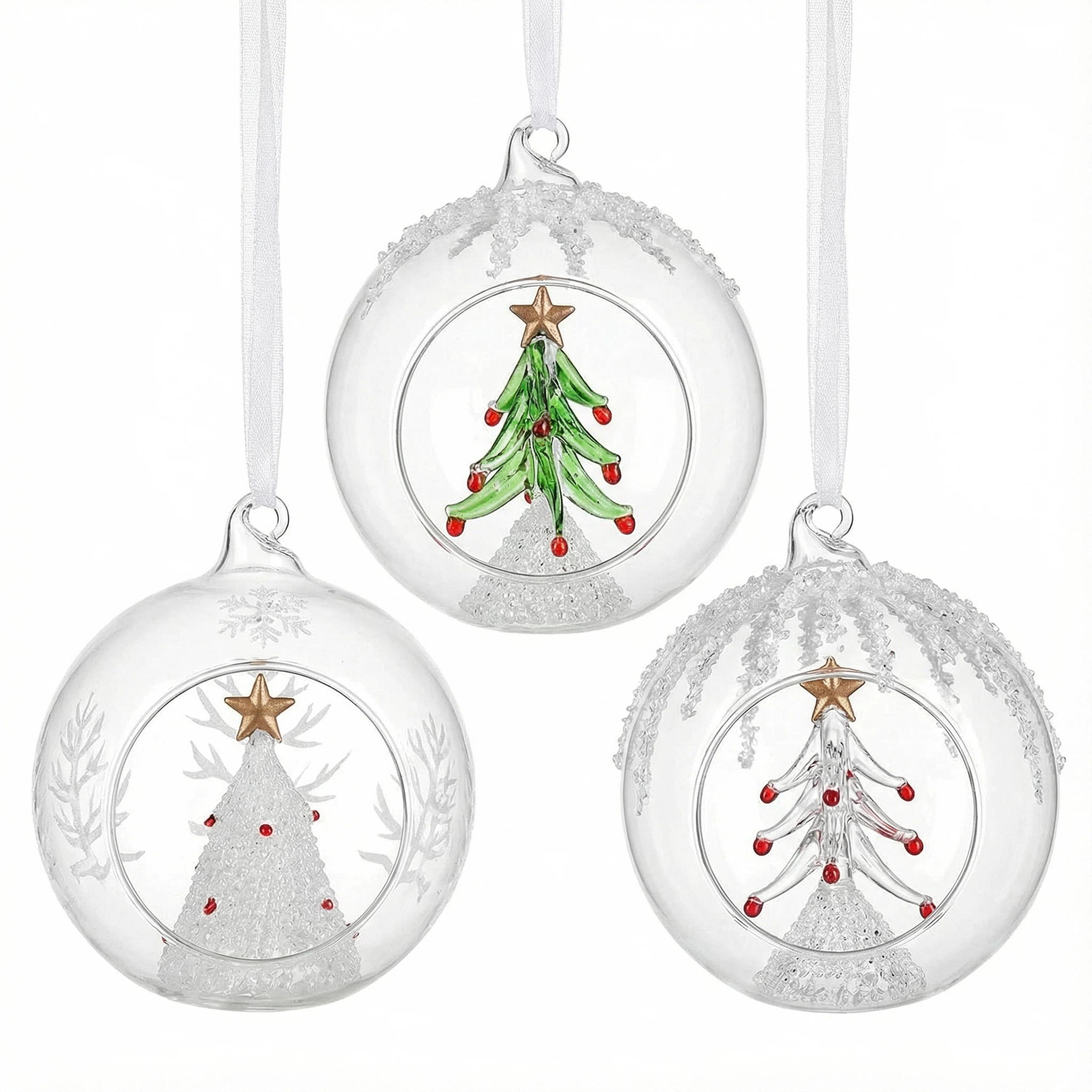 Christmas Glass Decorative Jar – Assorted Tree Designs (12 cm)
