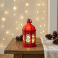 Christmas LED Lantern with Santa Motif – Red (10 LEDs, Battery Not Included)